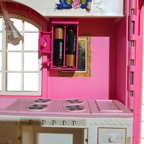Vintage Barbie Happy Family Doll House Mattel 1998 Kitchen Pink Fold Up - Picture 10 of 11